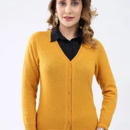 Monte Carlo Women V Neck Full Sleeve Woollen Cardigan-image-89