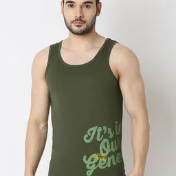 UnderJeans by Spykar Pure Cotton Gym Innerwear Vests UJLSTPM028OLIVE-image-50