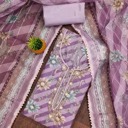 BlissFlair Organza Unstitched Dress Material-picture-35