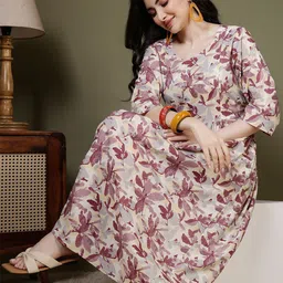 KEIYONA Women Maternity Cotton Fit & Flare Midi Dress-picture-52