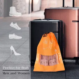 Kuber Industries Orange-Coloured Pack of 6 Printed Non-Woven Shoe Cover Bags image 3