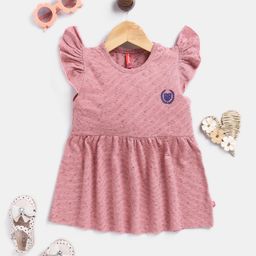 Here&Now X Game Begins Girls Striped Flutter Sleeve Fit & Flare Dress-picture-37