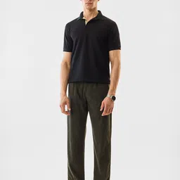 Snitch Men Textured Mid Rise Straight Fit Regular Trousers image 2