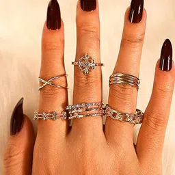 TheVineGirl Set Of 8 Gold-Plated Finger Ring-picture-15