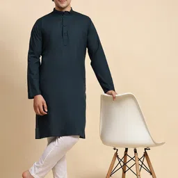 SKAVIJ Men Regular Pure Cotton Kurta with Pyjamas-image-34