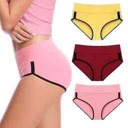 Diving Deep Pack of 3 Striped Cotton High-Rise Hipster Briefs-picture-16