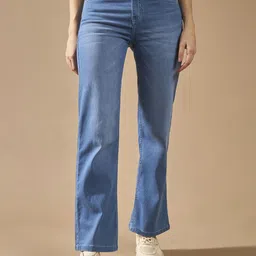 DOLCE CRUDO Women Wide Leg Light Fade Stretchable Jeans-picture-38