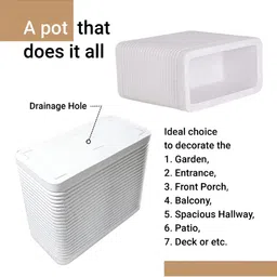 Myntra Elegant Homes White Textured Marble Unbreakable UV Protected Planter image 3