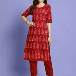Ethnic basket Women Multicoloured Poly Crepe Kurta Sets-picture-12