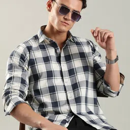 OG For Real Men Original Slim Fit Tartan Checked Spread Collar Cotton Casual Shirt-picture-15