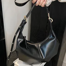 CORSICA Women PU Half Moon Black Solid One Handle Hobo Bag-image-18