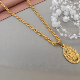 SHANKHRAJ MALL Gold-Plated Oval Pendants with Chains-picture-26