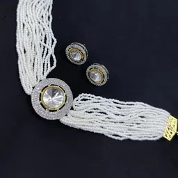 Gyaan Jewels Stone-Studded & Beaded Necklace and Earrings-picture-20