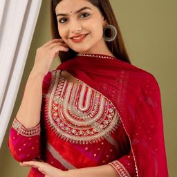 Anouk Rustic Women Striped Printed Kurta with Trousers & Dupatta-picture-0
