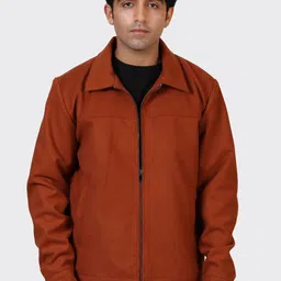 HUE & HIDE Men Wool Mock Collar Solid Tailored Jacket-picture-18