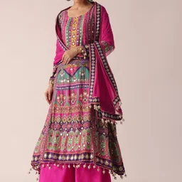 NKV Floral Printed Mirror Work Mirror Work Kurti image 5