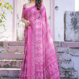 SHREEMALL Ethnic Motifs Printed Zari Saree image 5