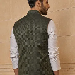 Tasva Woven Design Jacquard Classic Bundi Nehru Jacket image 4