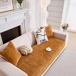 HOMETHREADS Brown & Mustard Printed Sofa Cover-picture-15