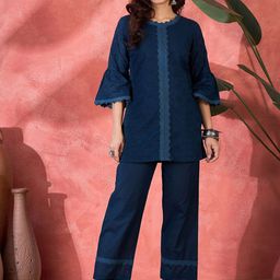 Sangria Schiffli Embroidered Pure Cotton Top & Trouser Co-Ord Set-picture-26