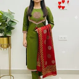 MILAAV Women Ethnic Motifs Embroidered Regular Thread Work Kurta with Trousers & With Dupatta-picture-23