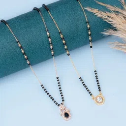 Zeraki Jewels Pack Of 2 Artificial Stones and Beads Mangalsutra-picture-33