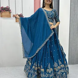 Jogmaya Fashion Embroidered Semi-Stitched Lehenga & Unstitched Blouse With Dupatta-picture-28