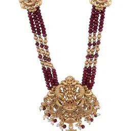 StileAdda Gold Plated Artificial Stones Studded & Beaded Temple Jewellery Set image 3
