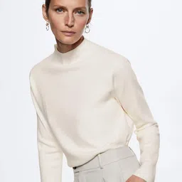 MANGO Women Off White Solid Sustainable Pullover-picture-16