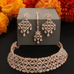 Bhana Fashion Rose Gold-Plated AD Studded Jewellery Set-picture-31