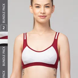 Apraa & Parma Pack Of 2 Colourblocked Full Coverage Sports Cotton Bra image 1