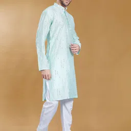 DIVISIVE Men Embroidered Mirror Work Kurta-image-94