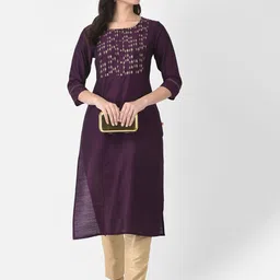 Span Ethnic Motif Yoke Design Straight Kurta-image-53