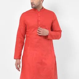 SG LEMAN Men Red Solid Straight Kurta-picture-24