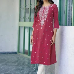 KALINI Women Geometric Embroidered Thread Work Kurta-picture-39