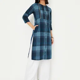 max Women Checked Thread Work Kurta-picture-35