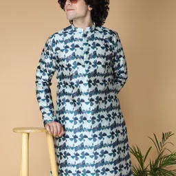 NAMASKAR Men Printed Band Collar Long Sleeves Kurta-image-50