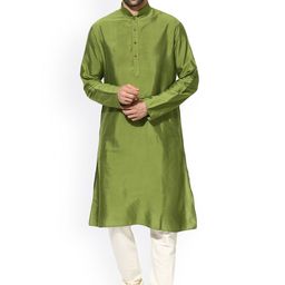 KISAH Men Green Thread Work Kurta-picture-46