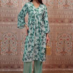 Vishudh Floral Printed Flared Sleeves Empire Kurta-picture-47