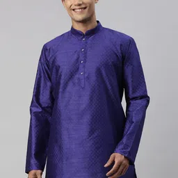 TATTVA Long Sleeves Mandarin Collar Thread Work Kurta-image-4