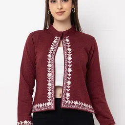 KEIKO Floral Embrodered Acrylic Ethnic Shrug-picture-28