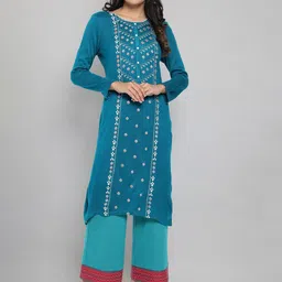 AURELIA Women Teal Embroidered Kurta-picture-40