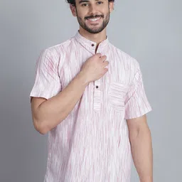 Enchanted Drapes Men Striped Flared Sleeves Thread Work Kurta-picture-28