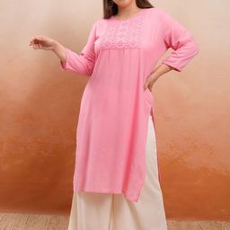 Vishudh Plus Size Ethnic Motifs Embroidered Straight Kurta-picture-42