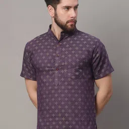 Enchanted Drapes Woven Design Mandarin Collar Pure Cotton Kurta-picture-17