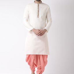 KISAH Men White Solid Cotton Silk Thread Work Kurta-picture-45