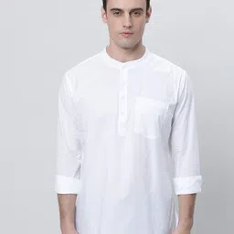 Kryptic Band Collar Long Sleeves Pure Cotton Kurta-picture-22