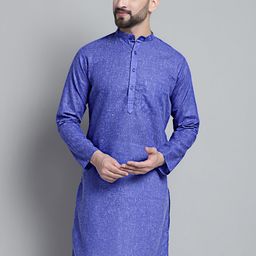 Jompers Woven Design Band Collar Cotton Straight Kurta-picture-21