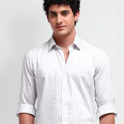 Arrow New York Men Comfort Spread Collar Geometric Printed Cotton Slim Fit Formal Shirt-picture-38