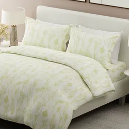 Boutique Living India Nature Bouquet White Printed Cotton King Bedsheet Set 2.74m x 2.74m image 1
